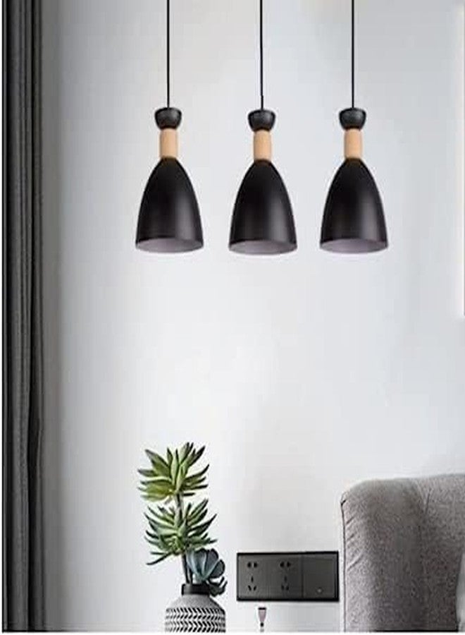 kinis KIN-720 Black Modern Cluster Pendant Lights Nordic Linear Cluster Hanging Light/Cluster Ceiling Light/Three Pendant Lamp to Décor Home/Living Room/Bedroom/Office/Dining/Cafe (with Bulb) - Image 2